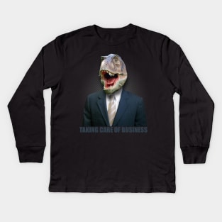 Tyrannosaurus Rex Taking Care Of Business Kids Long Sleeve T-Shirt